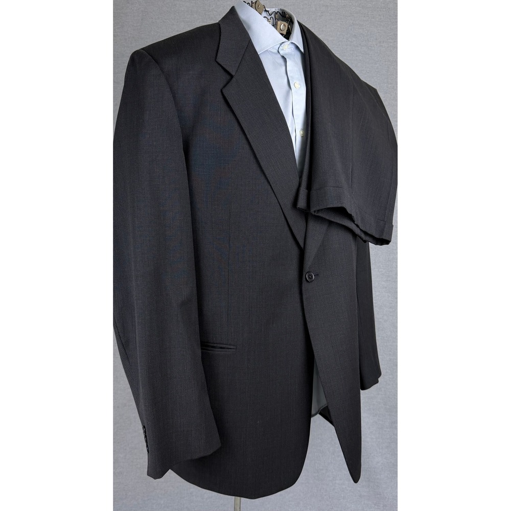 Monsieur Givenchy Mens 2 Pc Suit 48L 37x32 Charcoal Gray Worsted Wool Super 100s